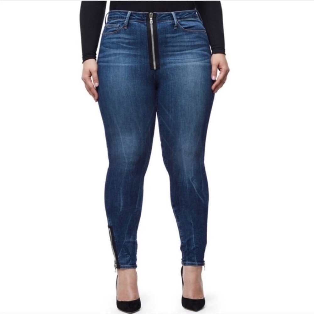 Good American Good Waist Exposed Zipper High Waist Jeans 16